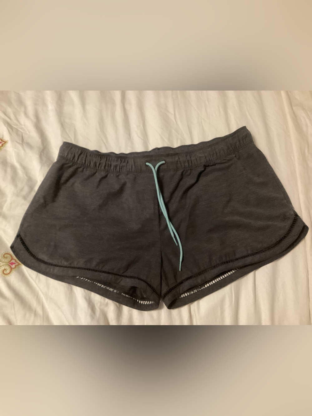 Prana Charcoal Grey Athletic Shorts with Drawstring and Net Back Zipper Pocket